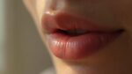 Gros plan d'une bouche entrouverte, avec des lèvres brillantes et humides