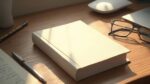 Image d'un bureau avec un livre, des lunettes et un stylo.