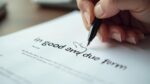 Une main écrit sur un formulaire d'assurance en remplissant les informations requises.