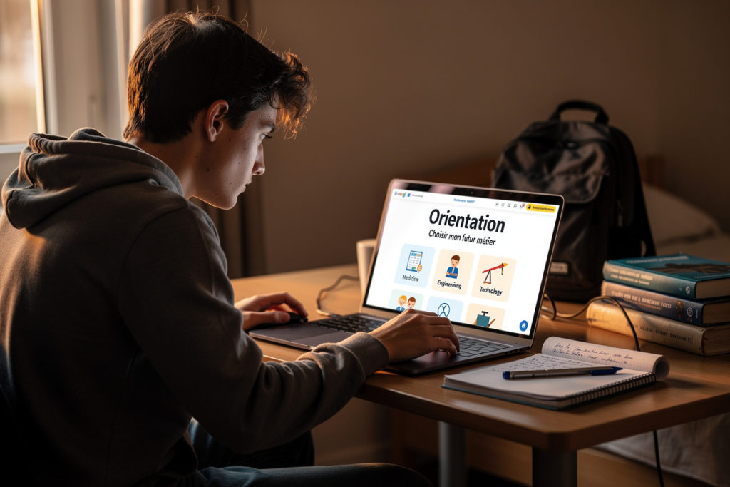 lyceen consultant un site d'orientation pour choisir son futur métier
